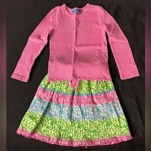 The Children's Place Pink Embellished Top & Mayoral Crinkle Floral Skirt 5/6
